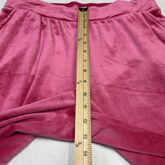 Magaschoni Y2K Velour Jogger Set Tracksuit L Pink Rhinestone Heart Loungewear - Picture 13 of 15